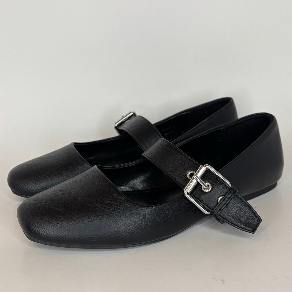 Dolce Vita Black Mary Jane Flats with Silver Buckle